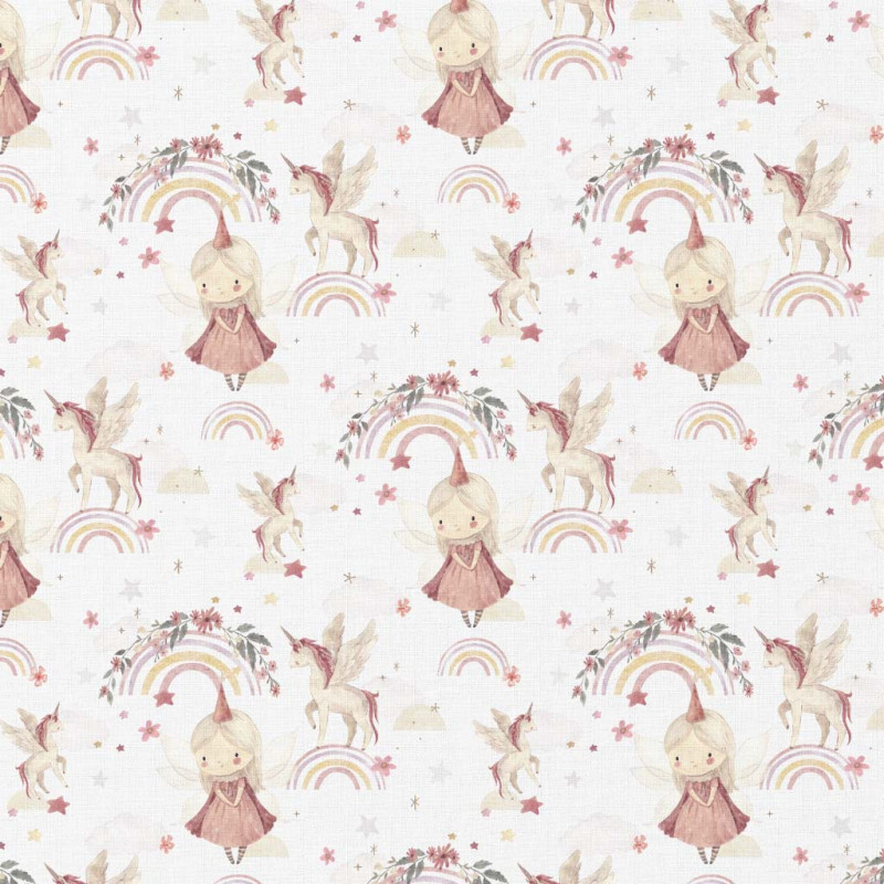 Printed Cotton LINETTE White / Pink